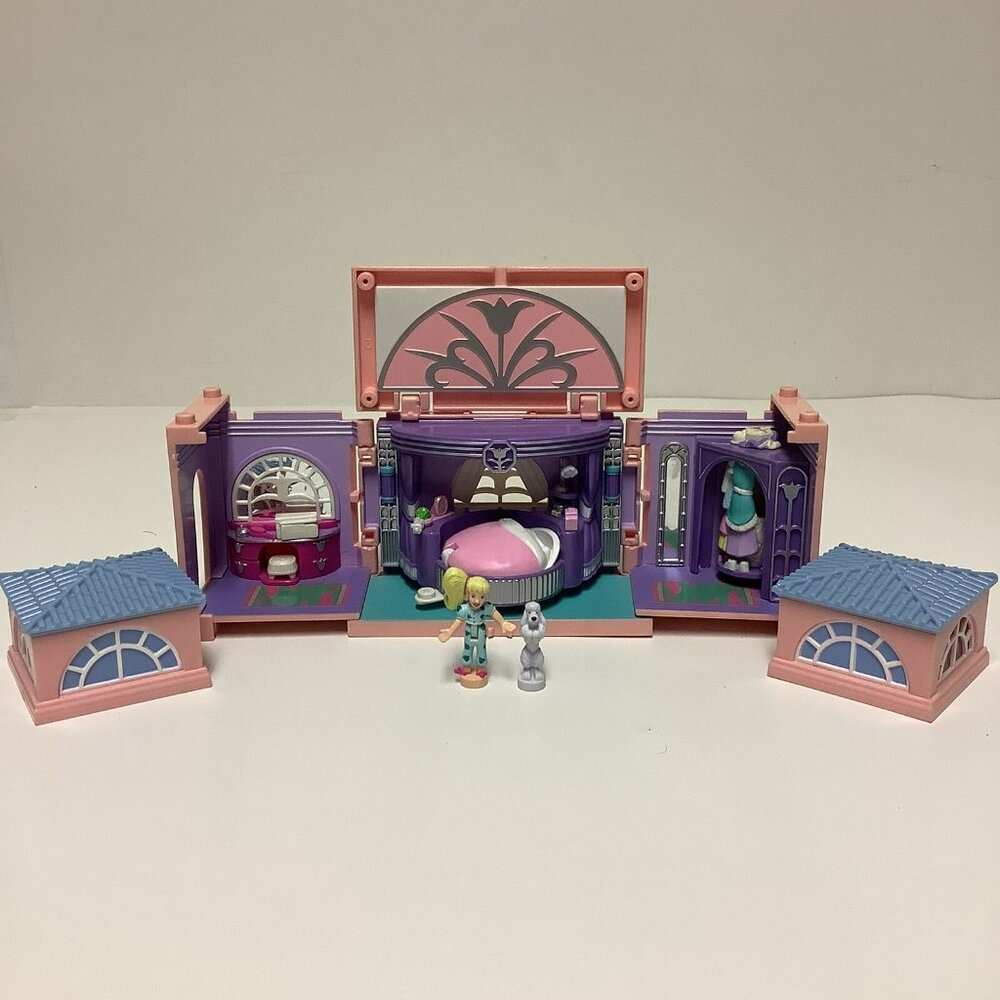 Vintage Polly Pocket Dream Builders Master Bedroom with Doll & Dog Figures 1999